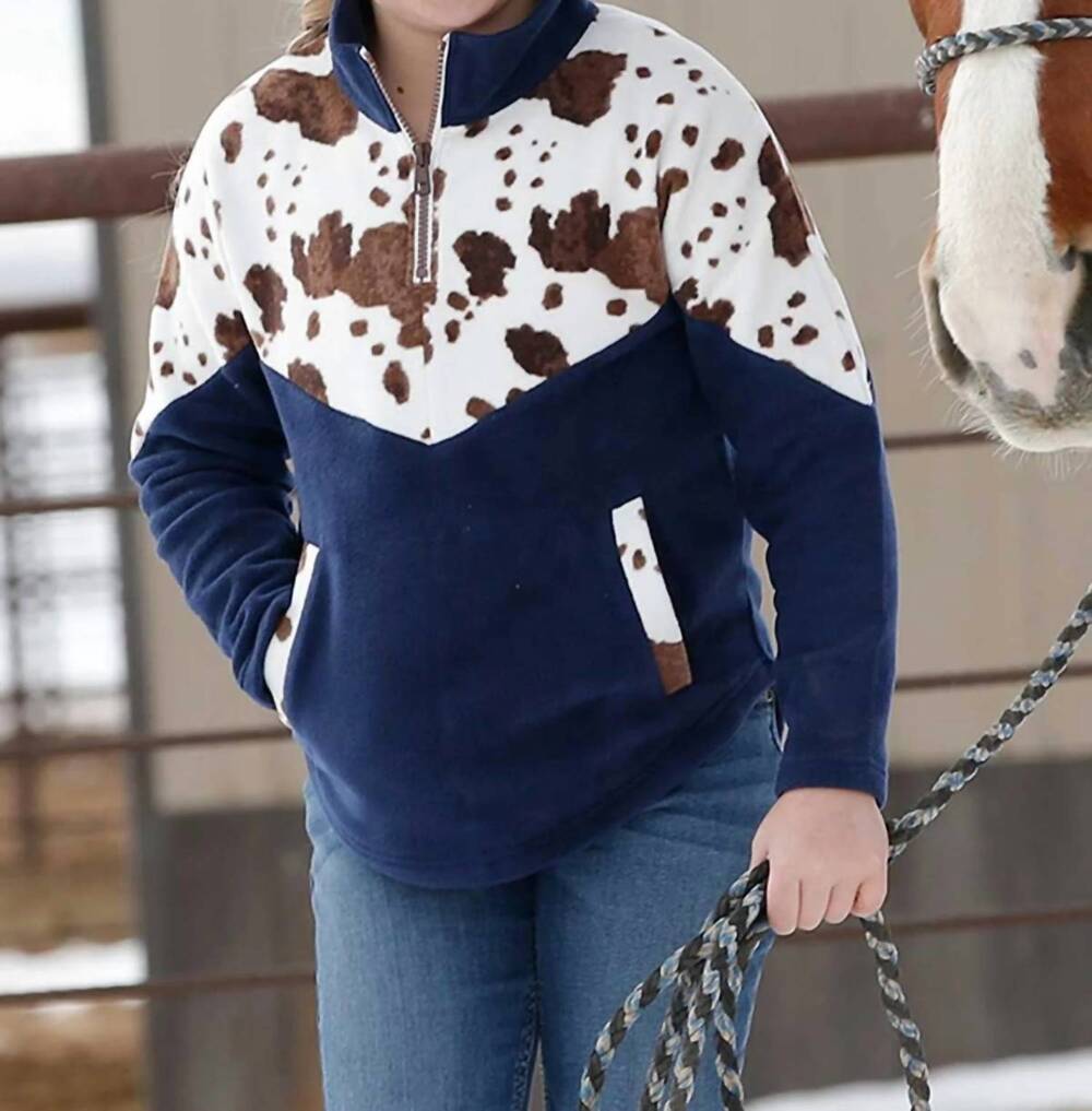 NEW CRUEL DENIM quarter zip pullover sweatshirt in navy